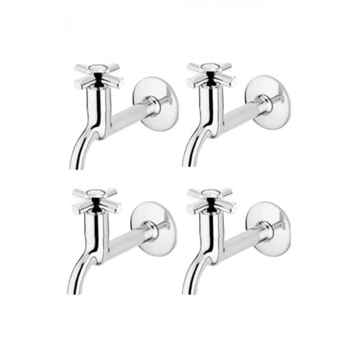 4 Kollu Krom Musluk - Duvardan Tek Girişli, 4lü Artı Aç Kapa