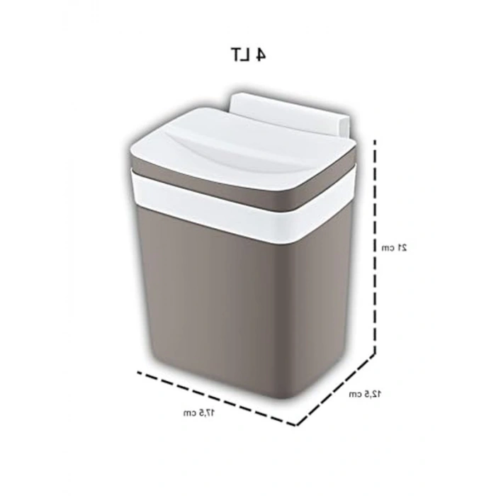 4 LT Kapasitesine Sahip Askılı Bej Çöp Kutusu