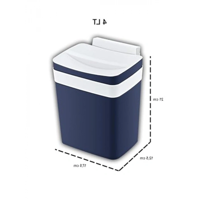 4 LT Lacivert Askılı Çöp Kutusu, Pratik ve Kullanışlı Tasarım