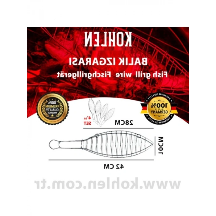 4lü Balık Izgara Teli Seti, Paslanmaz ve Dayanıklı Malzeme