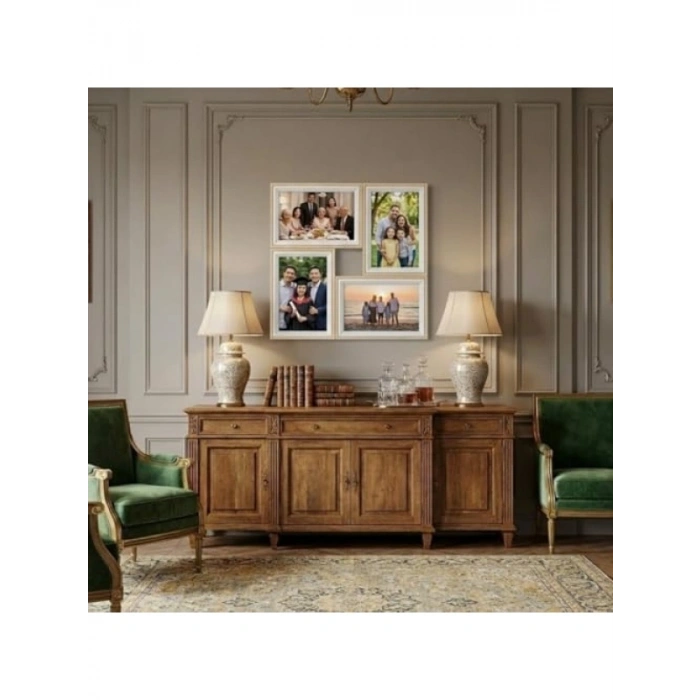 4lü Modern Duvar Çerçeve Seti - Bej, 28.8 cm x 28.8 cm