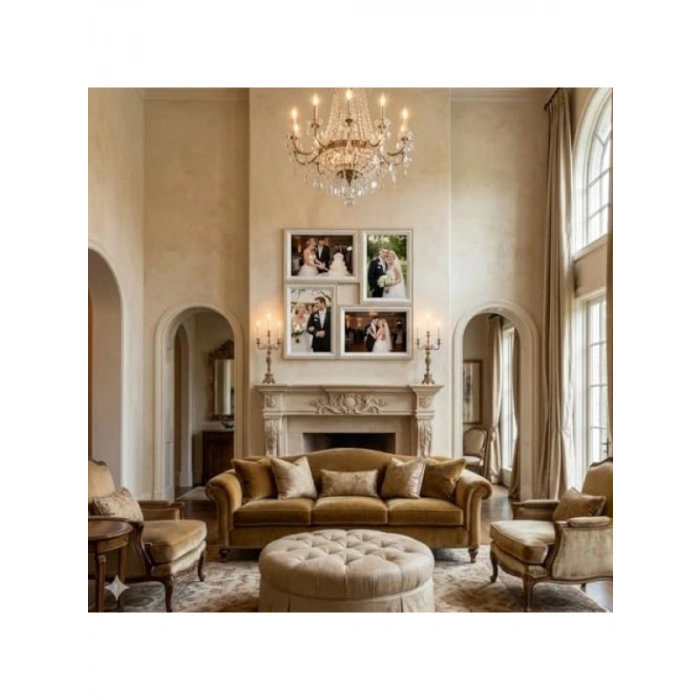 4lü Modern Duvar Çerçeve Seti - Bej, 28.8 cm x 28.8 cm