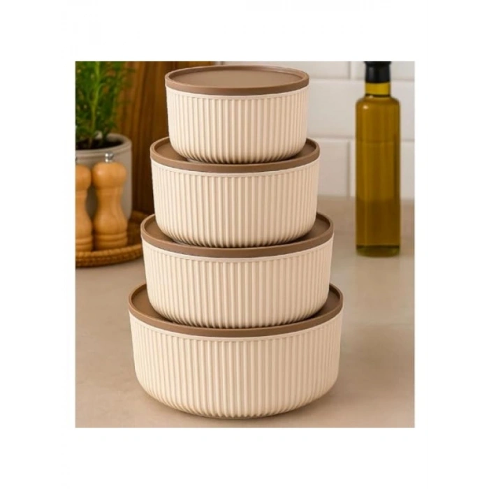 4lü Modern Yuvarlak Saklama Kabı Seti