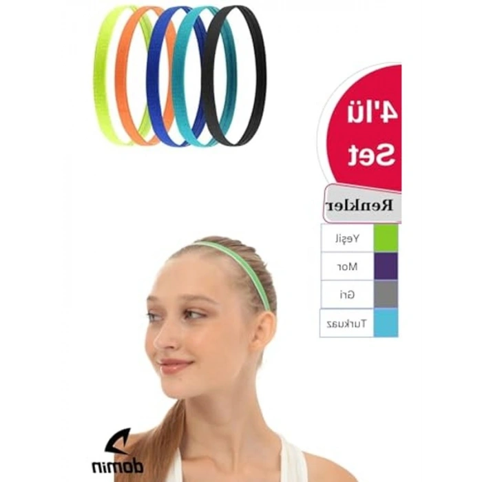 4lü Paket Kaydırmaz Sporcu Saç Bandı, 4 Renk