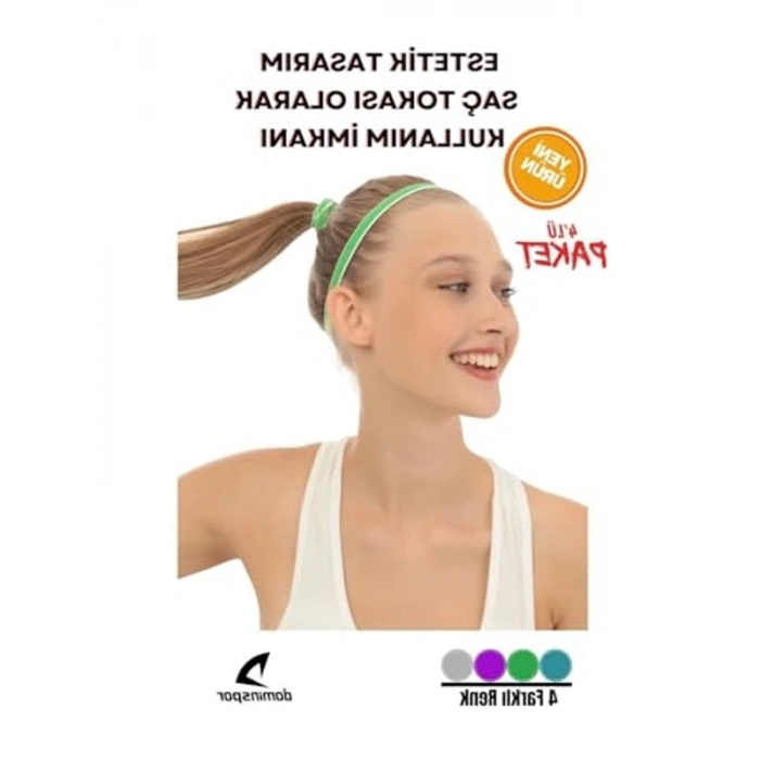 4lü Paket Kaydırmaz Sporcu Saç Bandı, 4 Renk