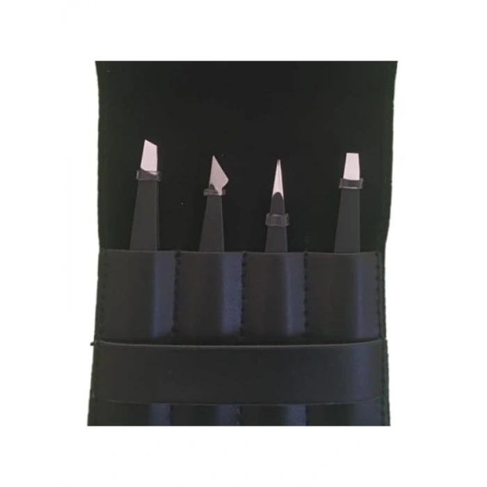 4lü Paslanmaz Çelik Cımbız Seti - Siyah