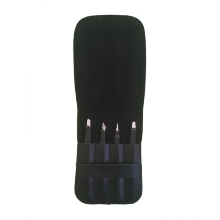 4lü Paslanmaz Çelik Cımbız Seti - Siyah