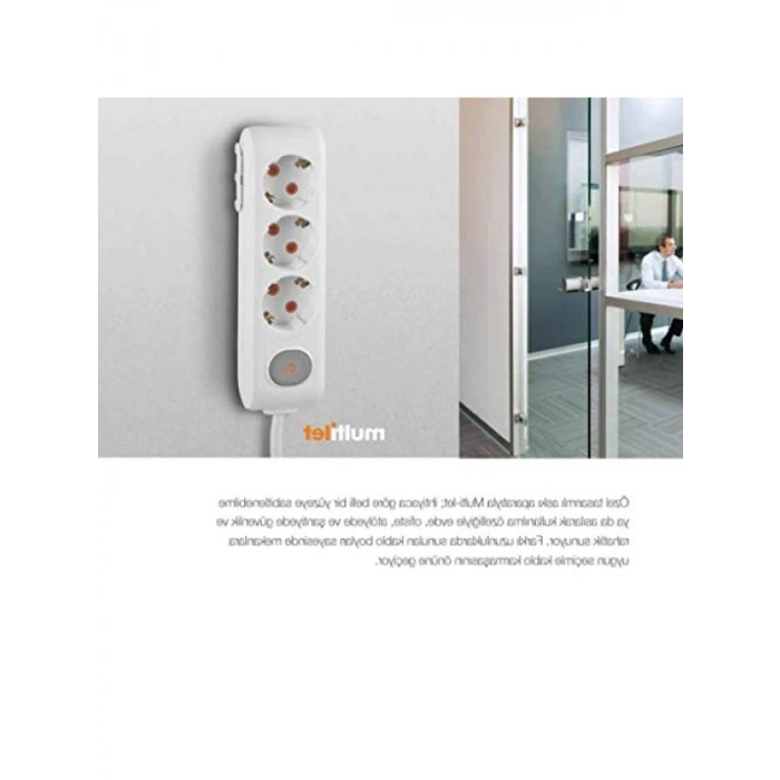 4lü Priz, Kablolu, Çocuk Korumalı, 3 Metre