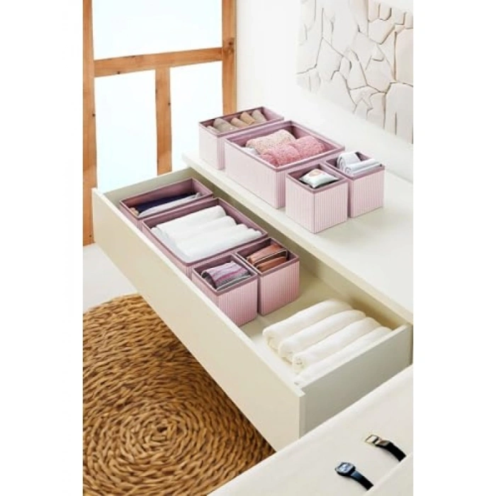 4lü Pudra Çizgili Çekmece İçi Organizer Seti