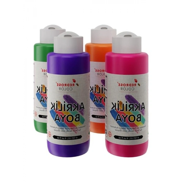 4lü Renkli Akrilik Boya Seti, 120 ml Her Renk