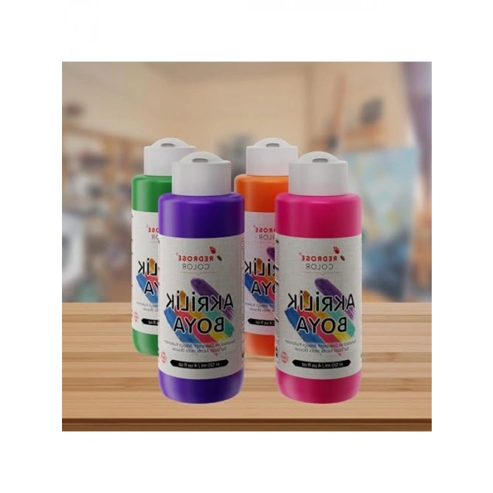 4lü Renkli Akrilik Boya Seti, 120 ml Her Renk
