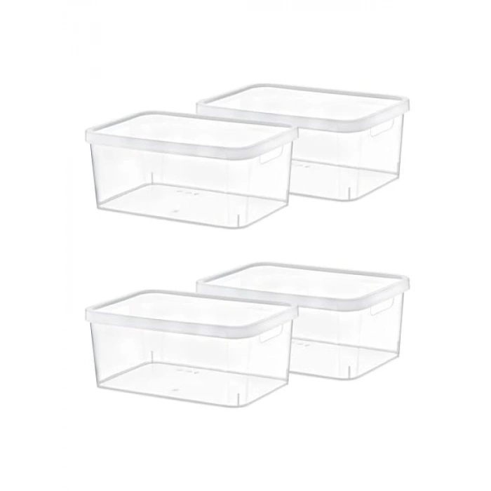 4lü Şeffaf Kapaklı Saklama Kutusu Seti, 4.5 LT