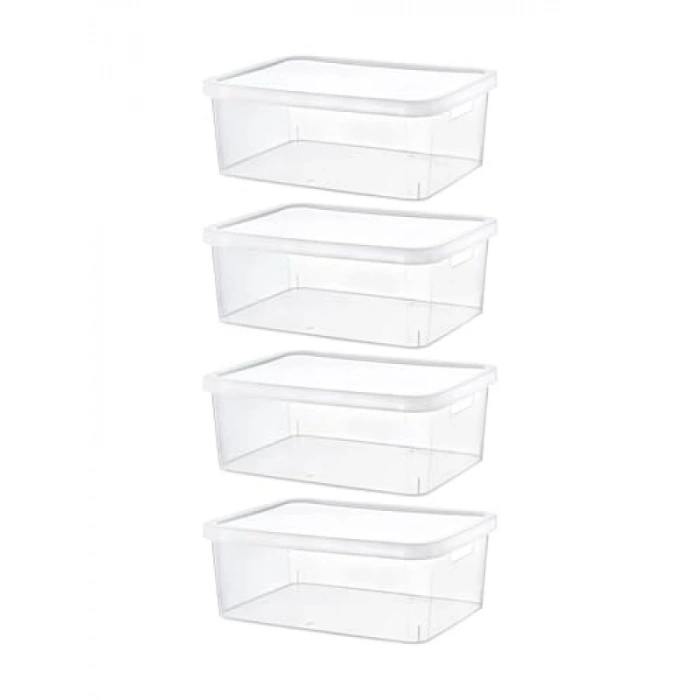 4lü Şeffaf Kapaklı Saklama Kutusu Seti, 4.5 LT
