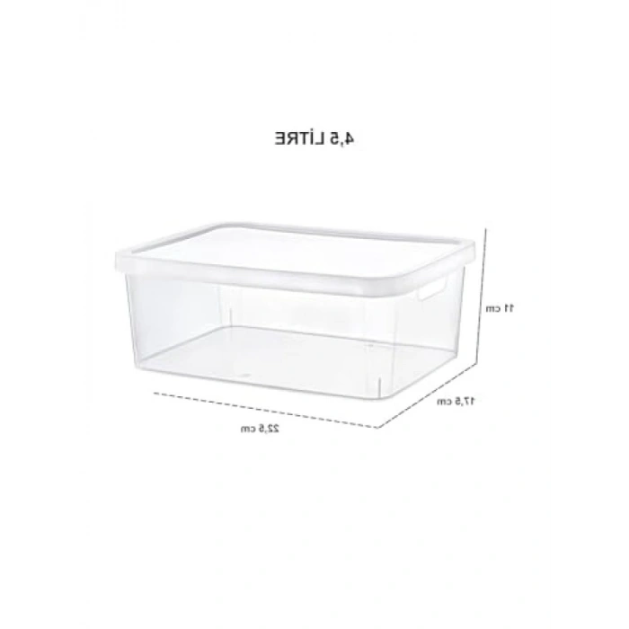 4lü Şeffaf Kapaklı Saklama Kutusu Seti, 4.5 LT