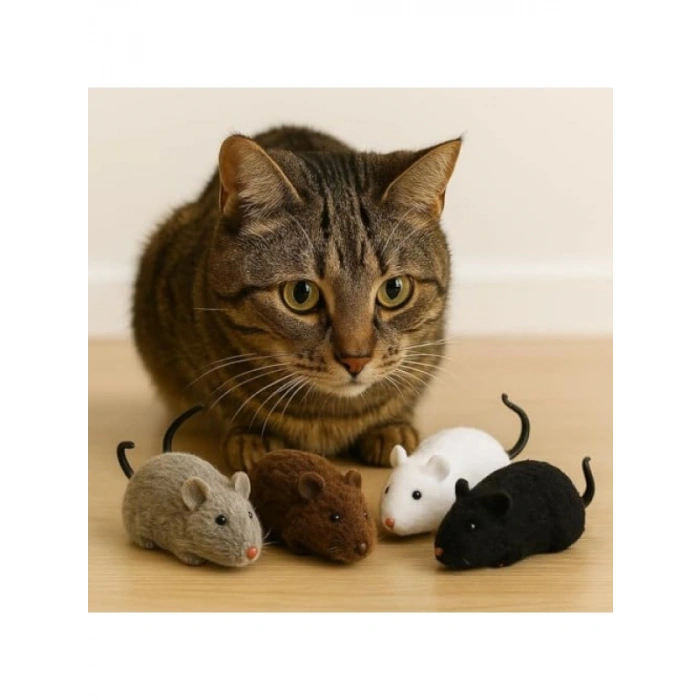 4lü Sesli Fare Kedi Oyuncağı Seti