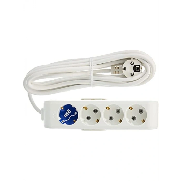 4lü Topraklı Kablolu Priz, 5 Metre Uzunluk
