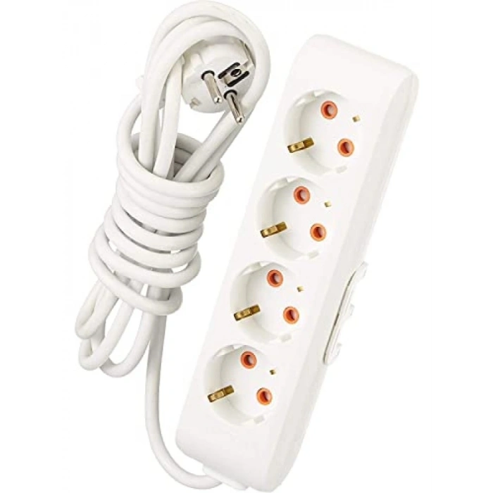 4lü Topraklı Kablolu Priz Seti - 3 Metre