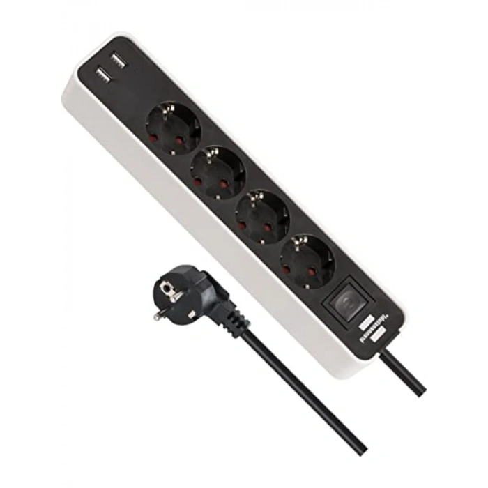 4lü USB Şarj Soketli Çoklu Priz Beyaz/Siyah