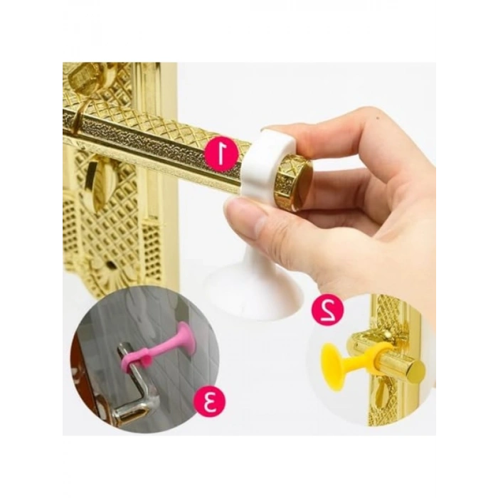 4lü Vantuzlu Kapı Kolu Stoperi, Beyaz Silikon