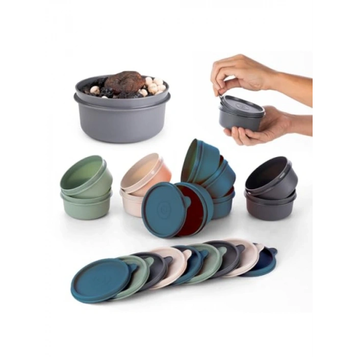 4lü Yuvarlak Mini Saklama Kabı Seti, Sızdırmaz Kapaklı