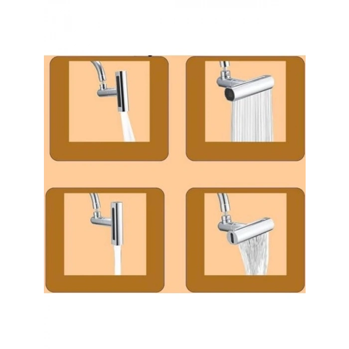 4 Modlu Su Tasarruflu Musluk Başlığı, Krom, Uzun Ömürlü