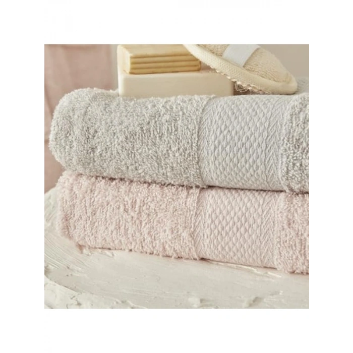 4 Parça Aile Banyo Seti, Pudra ve Gri Renk Kombinasyonu