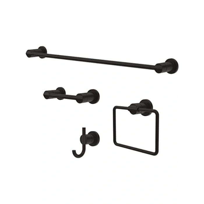 4 Parça Banyo Donanım Kiti, Mat Siyah