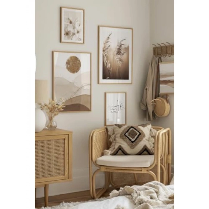 4 Parça MDF Tablo Seti - Ahşap Çerçeve Görünümü