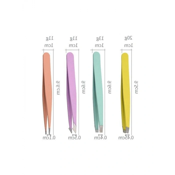 4 Parça Paslanmaz Çelik Cımbız Seti, Beyaz Deri Çanta