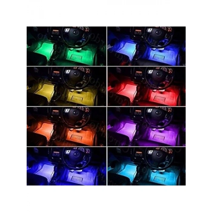 4 Parça RGB Şerit LED Işık Seti, Araç İçi Ambiyans Aydınlatma