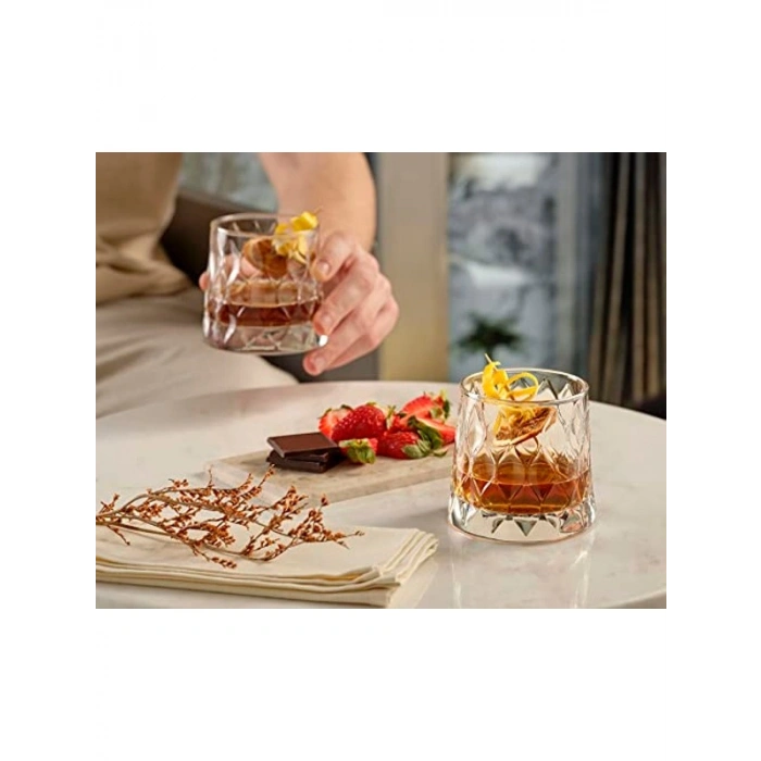 4 Parça Şeffaf 300 cc Cam Viski Bardağı, Şık Tasarım