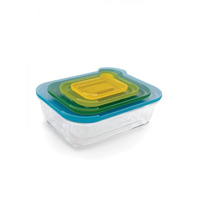 4 Parçalı Cam Saklama Kabı Seti, Kompakt Tasarım