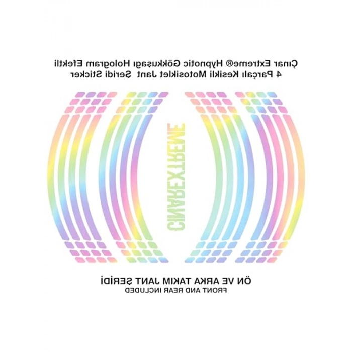 4 Parçalı Hologram Efektli Motosiklet Jant Şeridi Sticker Seti