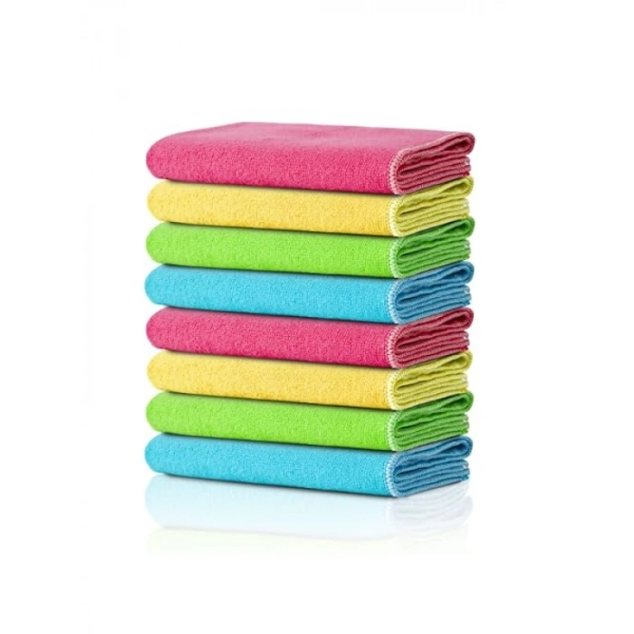 4 Renk Mikrofiber Temizlik Bezi Seti - 250 GSM, 8 Adet