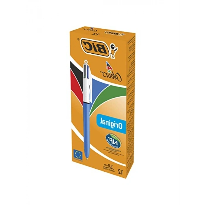 4 Renkli Tükenmez Kalem - 1.0mm Uç, 12li Kutu