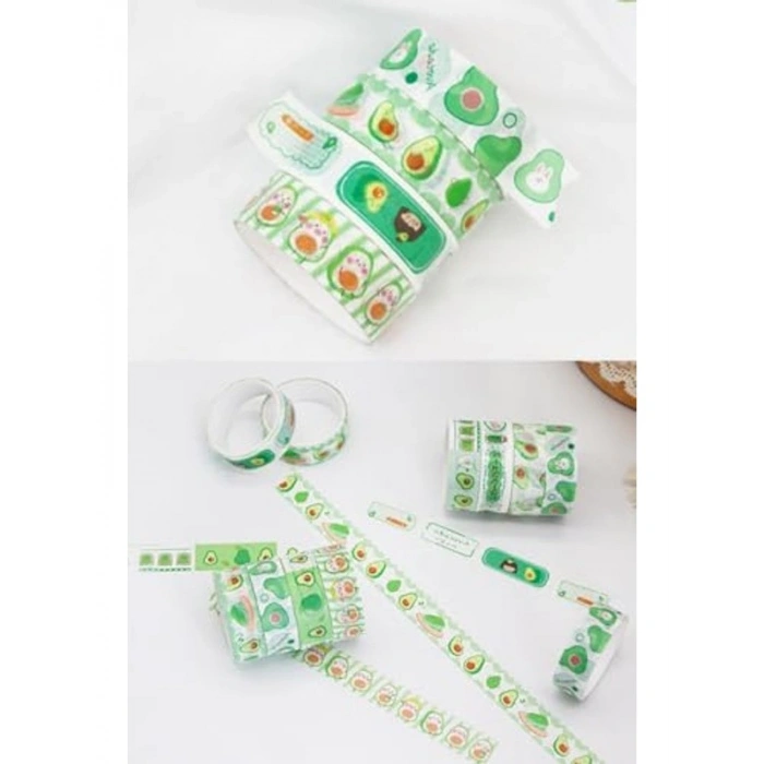 4 Rulo Sevimli Washi Bant Seti - Kawaii Tasarım