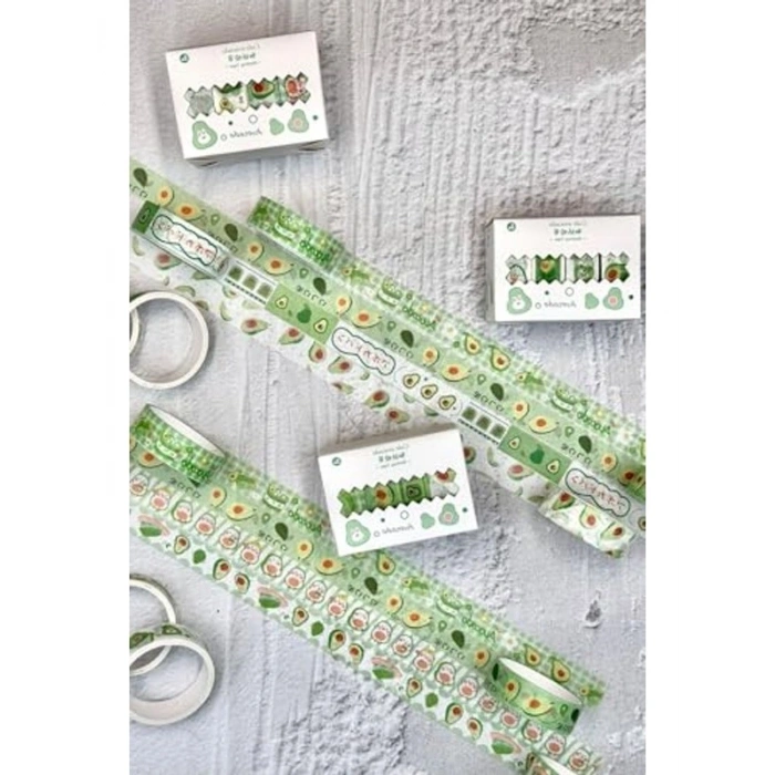 4 Rulo Sevimli Washi Bant Seti - Kawaii Tasarım