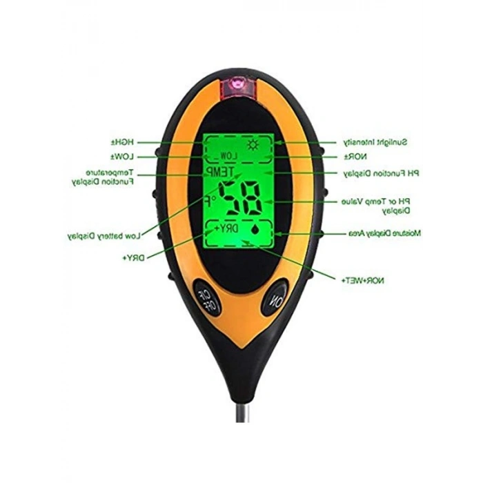 4ü 1 Arada Toprak Ölçer, LCD Ekranlı ve Kullanım Kolaylığı