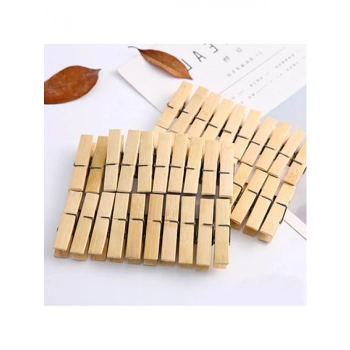 40 Adet Bambu Çamaşır Mandalı - 6 cm Uzunluk