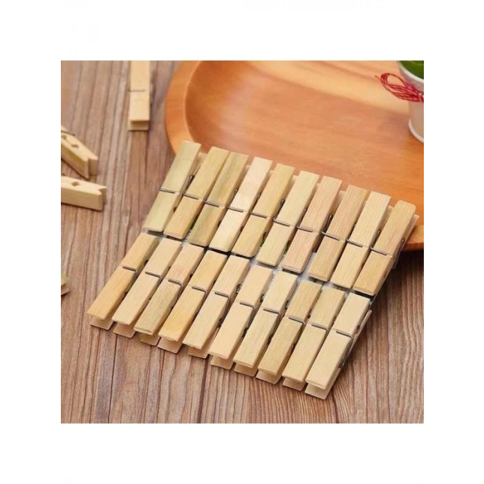 40 Adet Bambu Çamaşır Mandalı - 6 cm Uzunluk