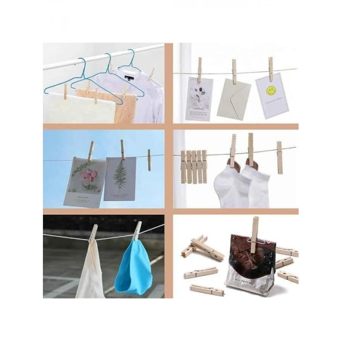 40 Adet Bambu Çamaşır Mandalı - 6 cm Uzunluk