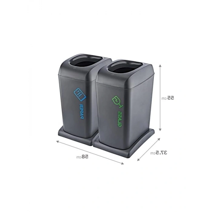 40 LT Kapasiteli İki Adet Soft Tekerlekli Geri Dönüşüm Kutusu