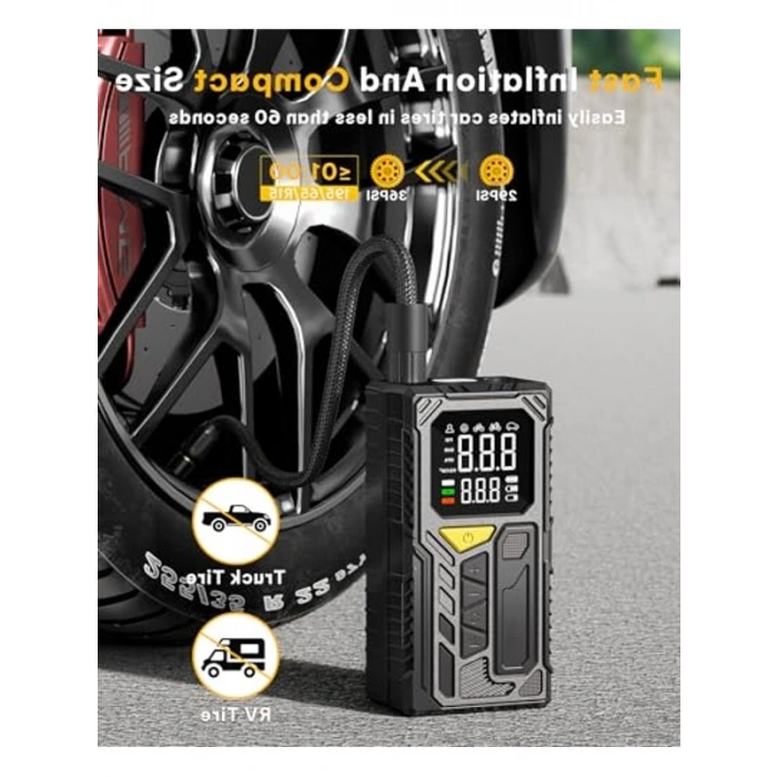 4000mAh Hava Kompresörü, Araç ve Bisiklet Lastik Şişirme