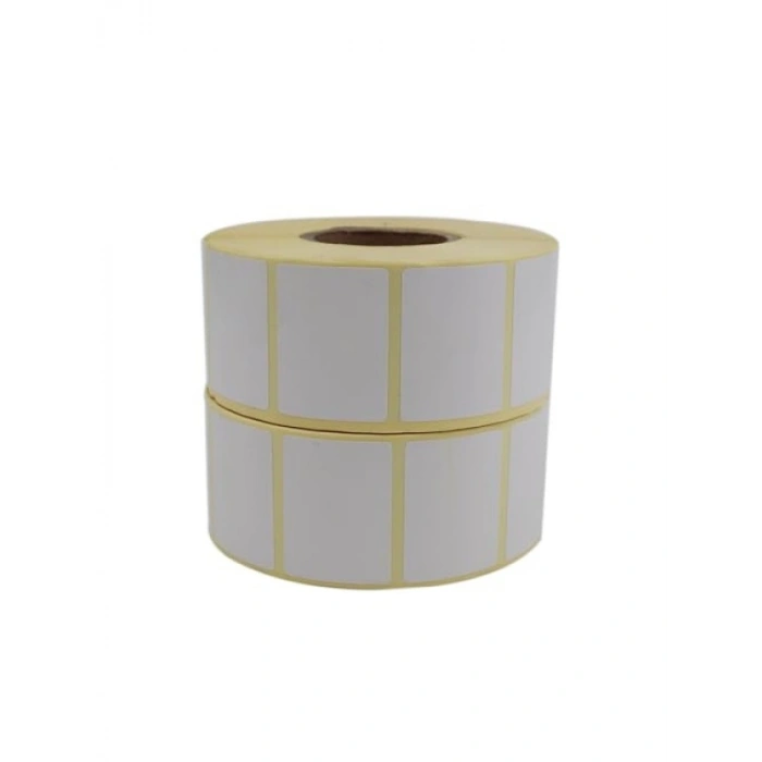 40mm x 30mm Kuşe Etiket Rulo, 1500 Adet x 2 Rulo, Baskısız Barkod Yazıcı Etiketi
