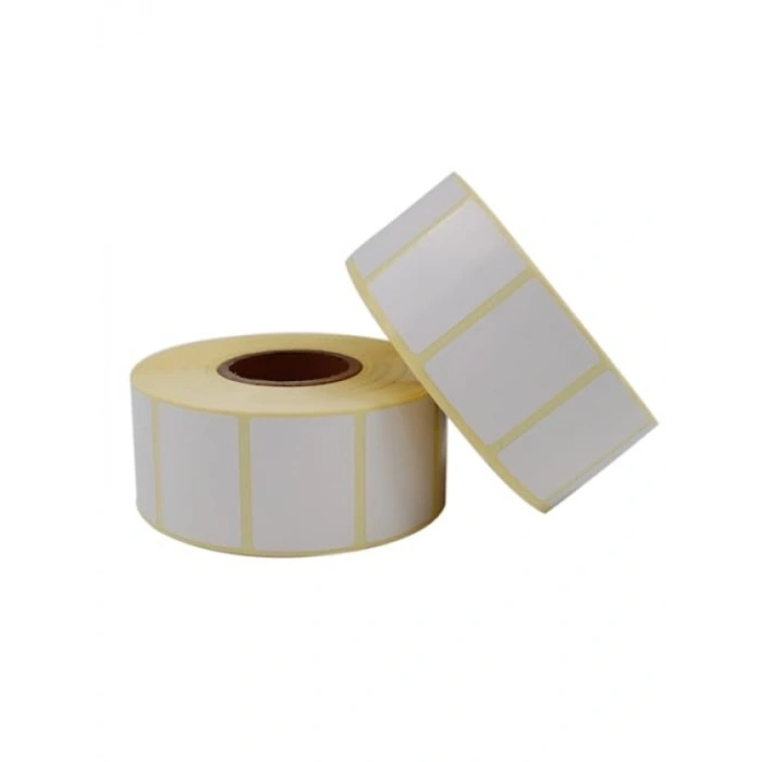 40mm x 30mm Kuşe Etiket Rulo, 1500 Adet x 2 Rulo, Baskısız Barkod Yazıcı Etiketi