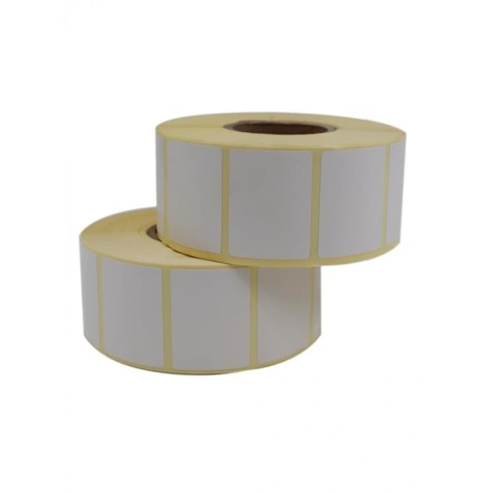 40mm x 30mm Kuşe Etiket Rulo, 1500 Adet x 2 Rulo, Baskısız Barkod Yazıcı Etiketi