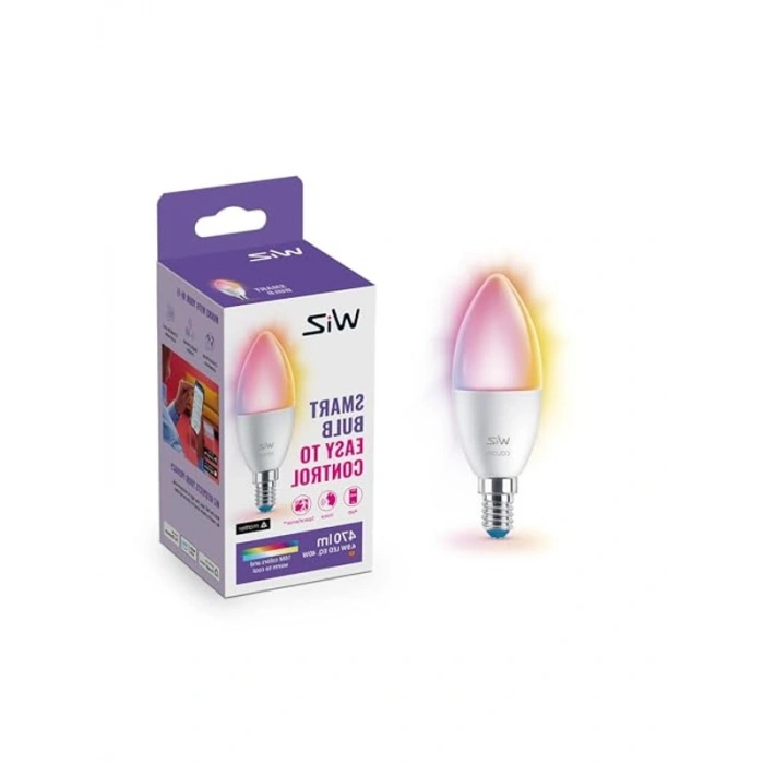 40W Renkli Akıllı Mum Tipi Ampul, C37 E14, Enerji Tasarruflu