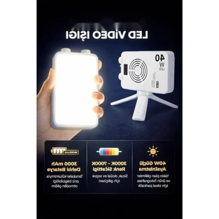 40W Taşınabilir LED Video Işığı