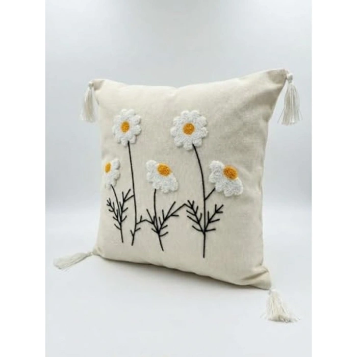 40x40 cm Papatya Desenli Kırlent Kılıfı, 2 Adet Set