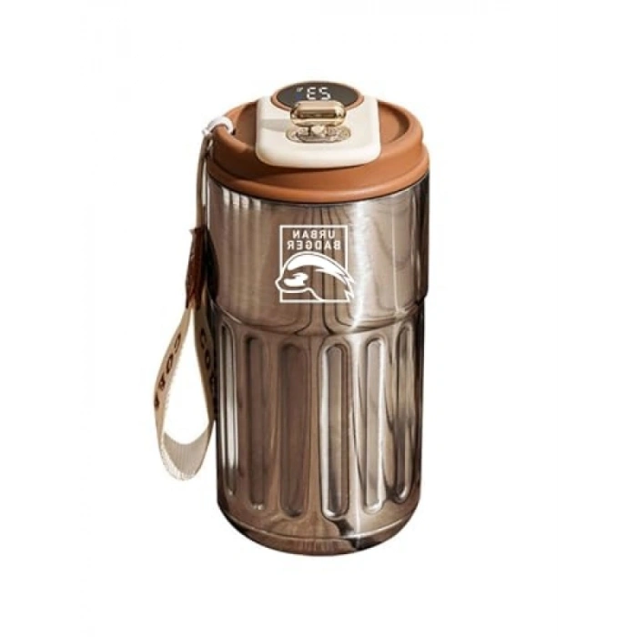 410 ML Kapasiteli Termometreli Çelik Termos - Kahverengi